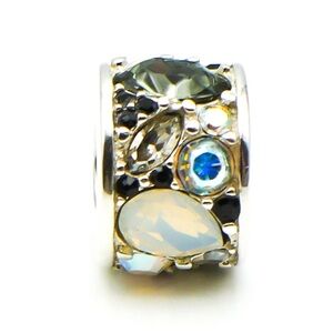 Chamilia Black, White Mosaic Crystal Sterling Silver Charm 925